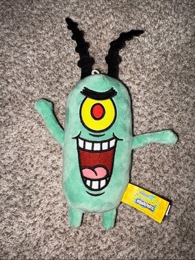 SpongeBob SquarePants Green Plankton Plush with Yellow Eye and Red Pupil